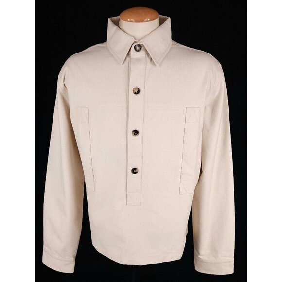 Bottega Veneta Other - Bottega Veneta Knotted Twill Long Sleeve Polo Shirt 54 US 44 L Mens Beige NWT